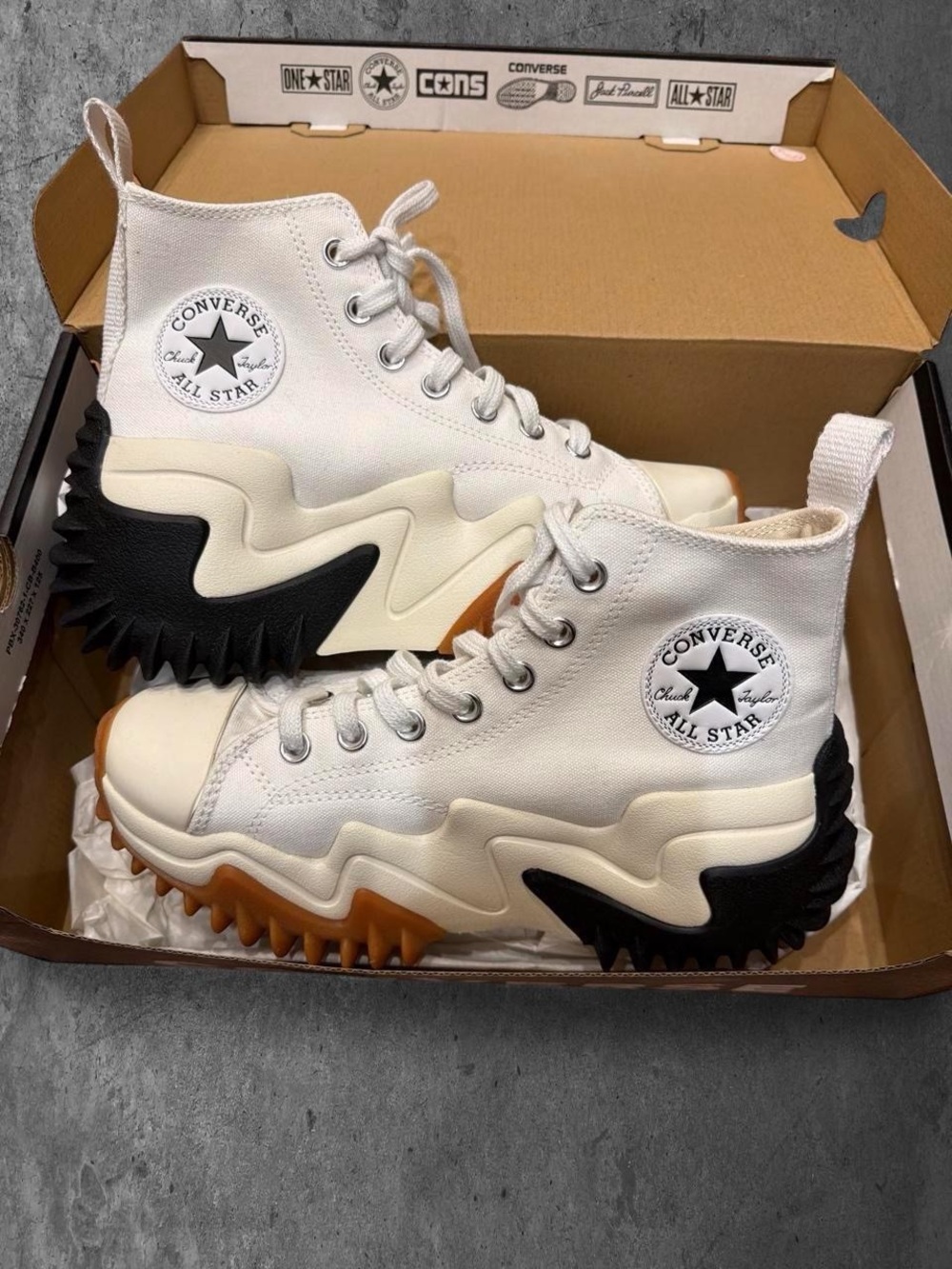 Converse Women's White High-Top Platform Sneakers with Black & Gum Accents